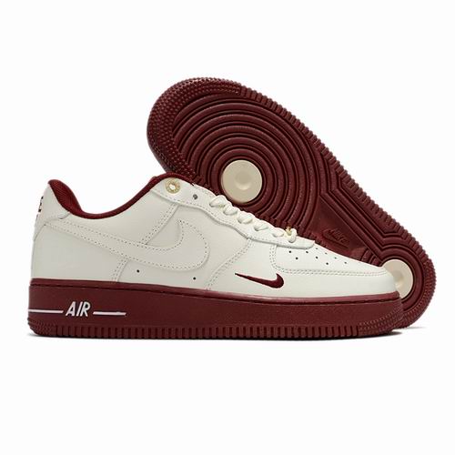 Cheap Nike Air Force 1 Shoes Men and Women White Wine-34